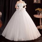 Off-shoulder Ruffle Trim Wedding Ball Gown