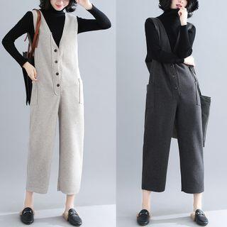 V-neck Cropped Straight-leg Jumper Pants