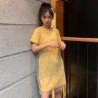 Set: Short-sleeve Dress + Mesh Sleeveless Dress