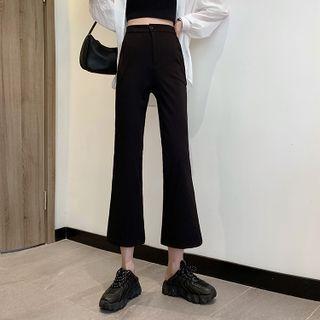 High-waist Slit Cropped Boot-cut Dress Pants