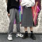 Couple Matching Plaid Straight-cut Pants / Plaid A-line Skirt