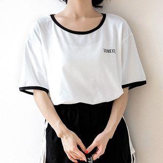 Lettering Short-sleeve Ringer T-shirt
