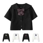 Sailor Collar Blouse With Bow Tie (various Design)