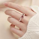 Faux Pearl Heart Ring Silver - One Size