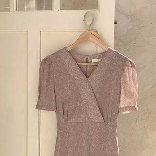 [cle.] Floral Long Wrap Dress Pink - One Size