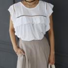 Frill-trim Perforated T-shirt