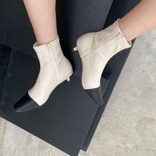 Cap-toe Kitten-heel Short Boots
