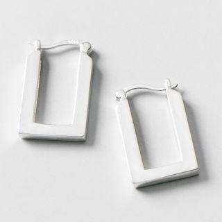 Rectangle Hoop Earring 1 Pair - S925 Sterling Silver Earring - One Size
