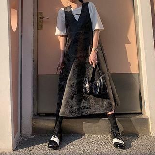 Sleeveless Midi A-line Faux Leather Dress