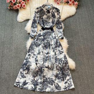 Long Sleeve Printed Maxi Dress