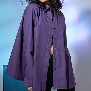Plain Slit-back Long-sleeve Shirt