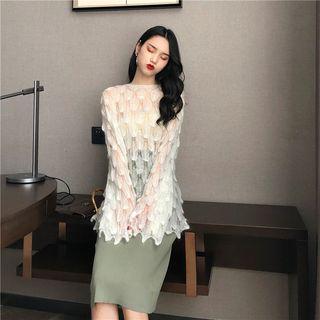 Long-sleeve Cover-up / A-line Midi Skirt