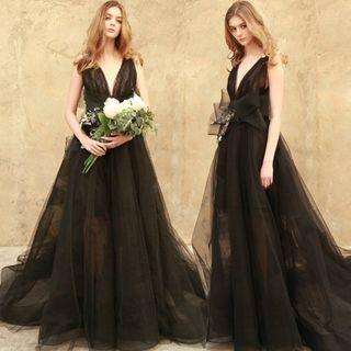 Sleeveless Tulle Evening Gown