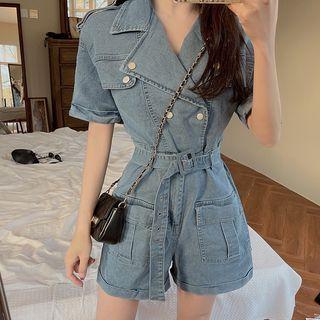 Denim Wide Leg Romper
