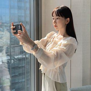 Square-neck Ruche Blouse