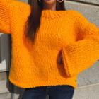 Wide-sleeve Vivid-color Chunky Sweater