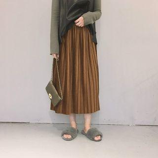 Velvet Pleated Midi-skirt