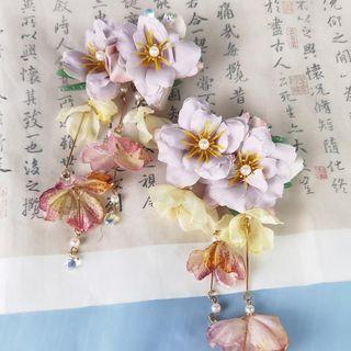Set Of 2: Flower Fabric Hair Clip