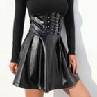 Faux Leather Corset A-line Skirt