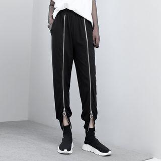 Zipper-front Tapered Pants
