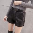 Faux-leather Fleece-lined Shorts
