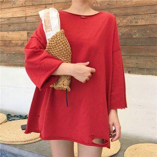 Distressed Long-sleeve Sweatshirt