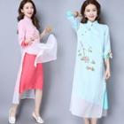 Print Stand-collar Dress
