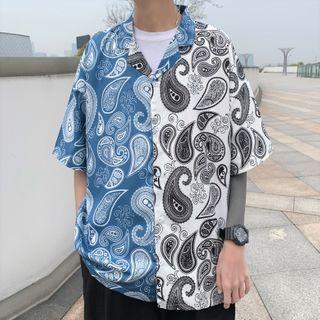 Color Block Printed Short-sleeve Shirt