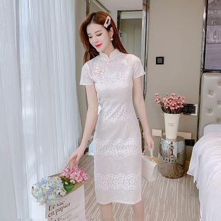 Short-sleeve Stand Collar Lace Qipao
