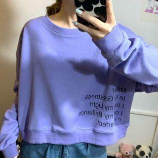 Long Sleeve Lettering Cropped Sweatshirt