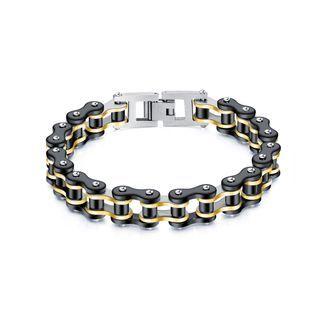 Fashion Rock Black Gold Bicycle Chain 316l Stainless Steel Bracelet Silver - One Size