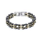 Fashion Rock Black Gold Bicycle Chain 316l Stainless Steel Bracelet Silver - One Size