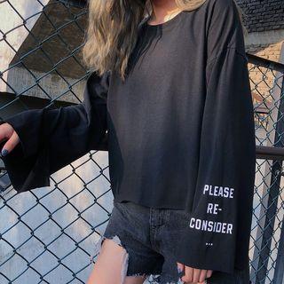 Bell-sleeve Lettering T-shirt