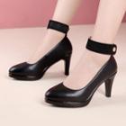 Genuine Leather Ankle-strap Pumps