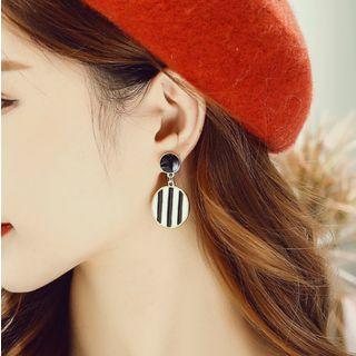 Contrast Striped Disc Dangle Earring