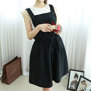 Linen Blend Drawstring-waist Sleeveless Dress