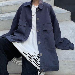 Pocket Detail Button Jacket Blue - One Size