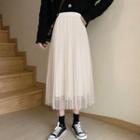 Double-layered Mesh Accordion Pleat Skirt