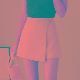 Plain Button-up A-line Skirt