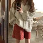 Loose-fit Cable-knit Sweater / Corduroy Shorts