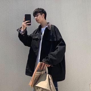 Plaid Cargo Oversize Zip Jacket