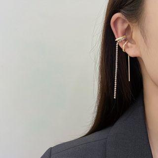 Fringed Rhinestone Cuff Earring