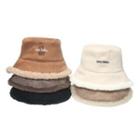 Embroidered Faux Shearling Bucket Hat