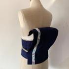 Traditional Japanese Floral Print Sash Navy Blue - One Size
