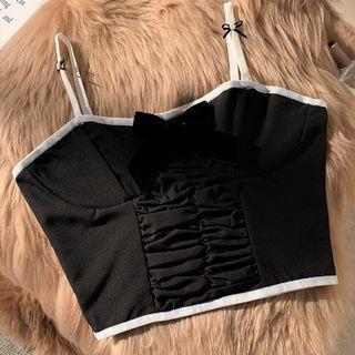 Ribbon Contrast Trim Camisole Top Black - One Size