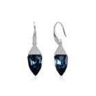 925 Sterling Silver Fashion Geometric Water Drop Shaped Blue Austrian Element Crystal Earrings Silver - One Size