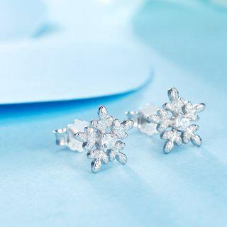 Cz Snowflake 925 Sterling Silver Earrings