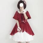 Cape-sleeve A-line Dress / Set: Cape-sleeve A-line Dress + Cuffs + Headband