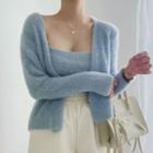 Set: Fluffy Open Front Cardigan + Camisole