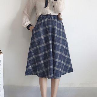 Tie-waist Gingham A-line Midi Dress